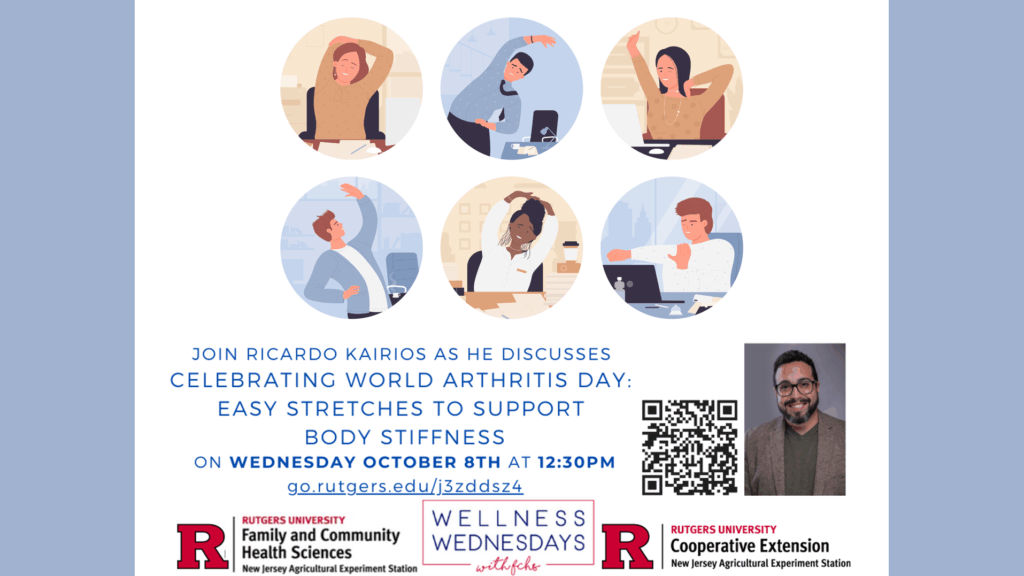 Webinar Title Page with participants practicing gentle stretches to support joint health and reduce stiffness.